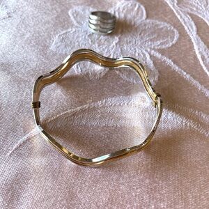 Vintage Silver & Gold Plated Wavy Bracelet and Ring